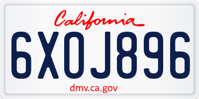 CA license plate 6XOJ896