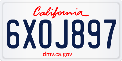 CA license plate 6XOJ897