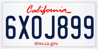 CA license plate 6XOJ899