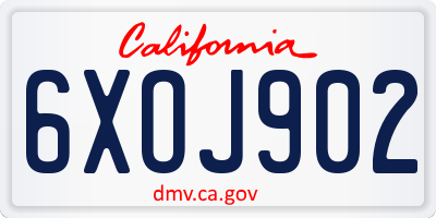 CA license plate 6XOJ902
