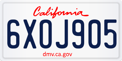 CA license plate 6XOJ905