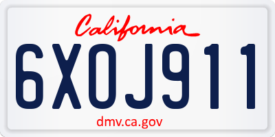 CA license plate 6XOJ911