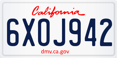 CA license plate 6XOJ942