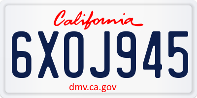 CA license plate 6XOJ945