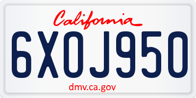 CA license plate 6XOJ950