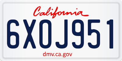CA license plate 6XOJ951