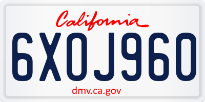 CA license plate 6XOJ960