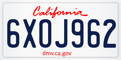 CA license plate 6XOJ962