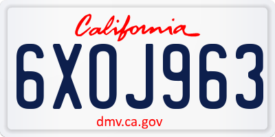 CA license plate 6XOJ963