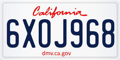 CA license plate 6XOJ968