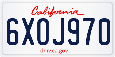 CA license plate 6XOJ970