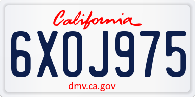 CA license plate 6XOJ975