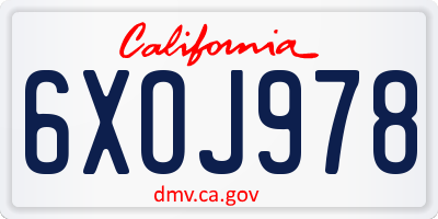 CA license plate 6XOJ978