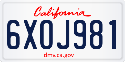 CA license plate 6XOJ981