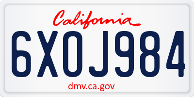 CA license plate 6XOJ984