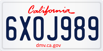 CA license plate 6XOJ989