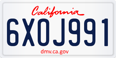 CA license plate 6XOJ991