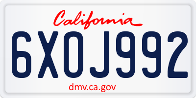 CA license plate 6XOJ992