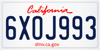 CA license plate 6XOJ993