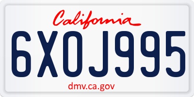 CA license plate 6XOJ995
