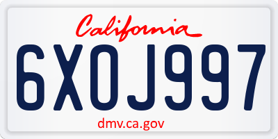 CA license plate 6XOJ997