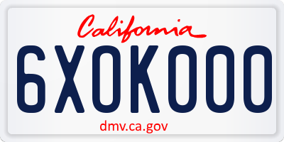CA license plate 6XOK000