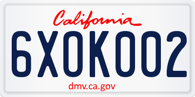 CA license plate 6XOK002