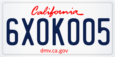 CA license plate 6XOK005