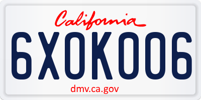 CA license plate 6XOK006