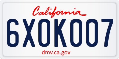 CA license plate 6XOK007
