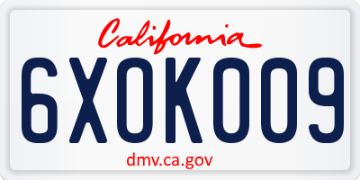 CA license plate 6XOK009
