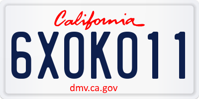 CA license plate 6XOK011