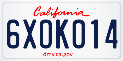 CA license plate 6XOK014