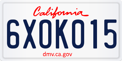 CA license plate 6XOK015