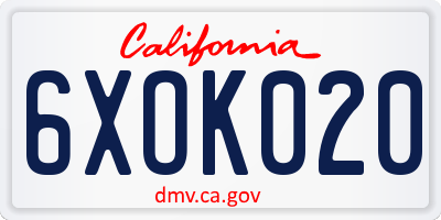 CA license plate 6XOK020