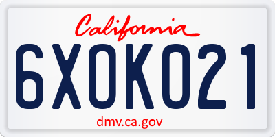CA license plate 6XOK021