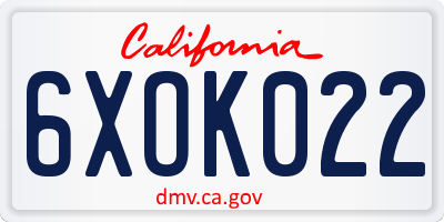 CA license plate 6XOK022