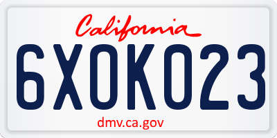 CA license plate 6XOK023