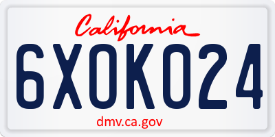 CA license plate 6XOK024