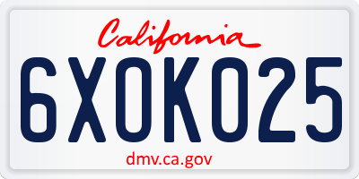 CA license plate 6XOK025