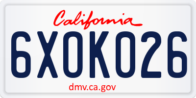 CA license plate 6XOK026