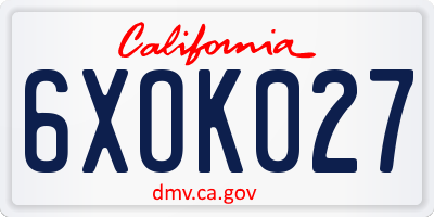 CA license plate 6XOK027