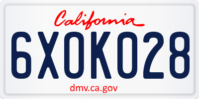 CA license plate 6XOK028