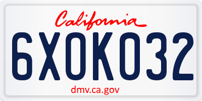 CA license plate 6XOK032