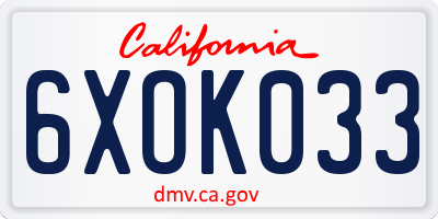 CA license plate 6XOK033