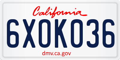 CA license plate 6XOK036