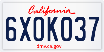 CA license plate 6XOK037