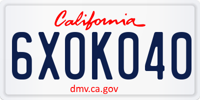 CA license plate 6XOK040