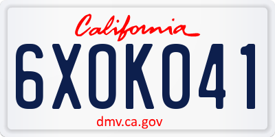 CA license plate 6XOK041