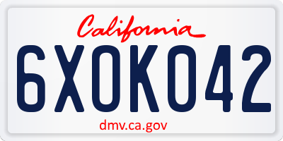 CA license plate 6XOK042